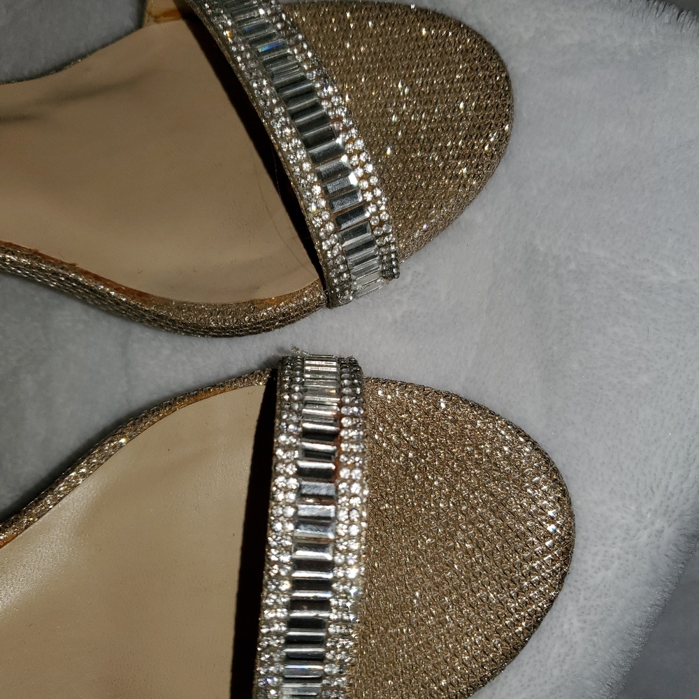 Gold sparkly with rhinestone 4inch heels